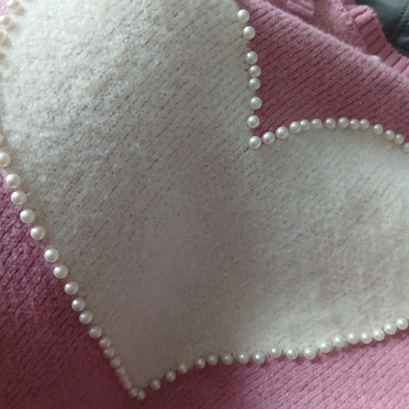 Pink Rose Pastel Sweater with Heart Accent - Picture 4 of 4